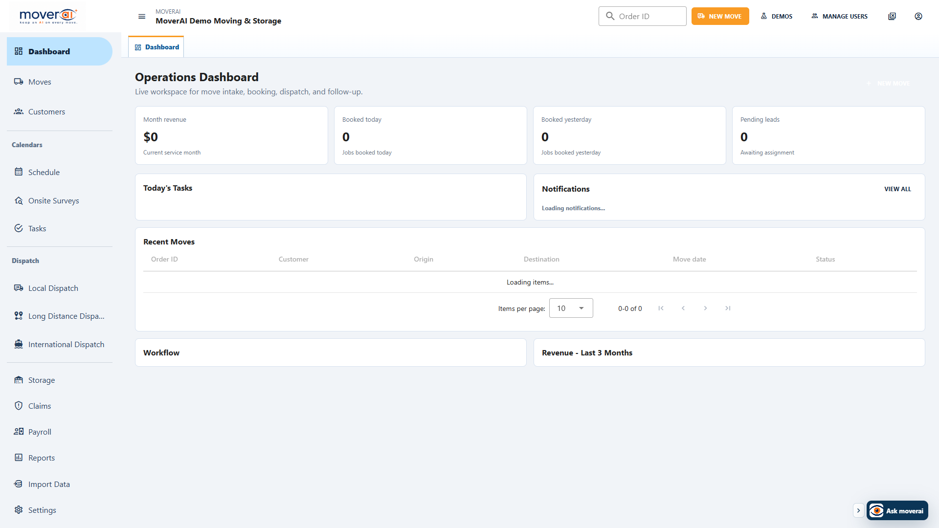 Moverai Office Assistant for Moving Operations shown in the Moverai product